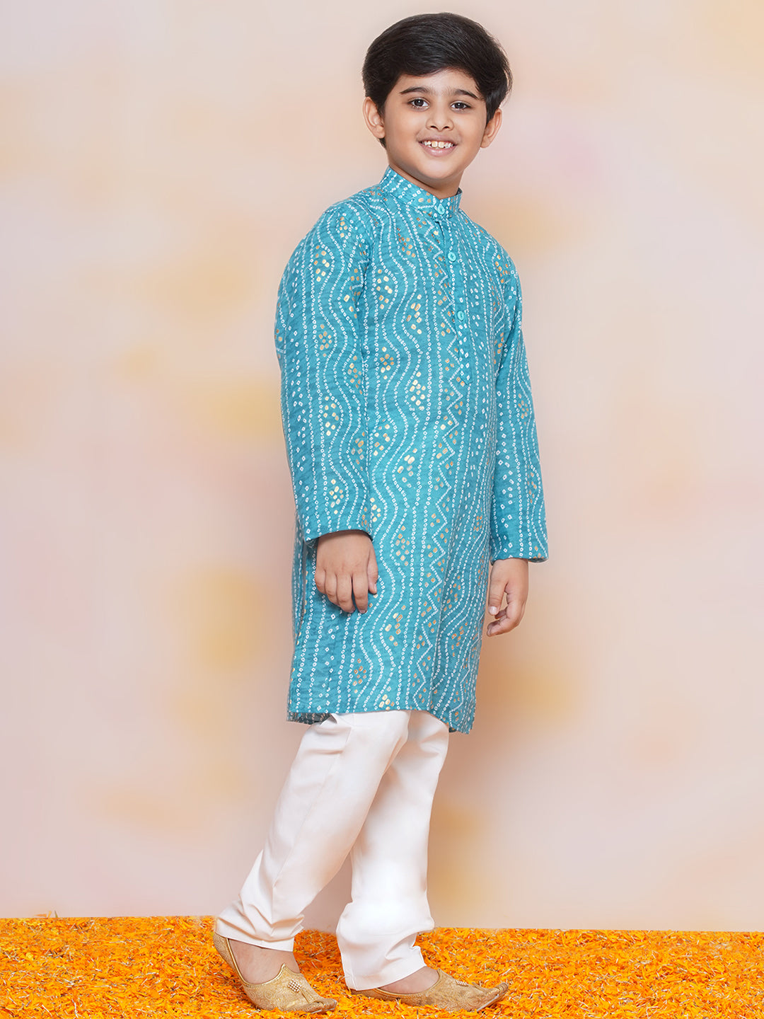 Boys Pure Cotton Kurta Pyjama and Girls Lehenga Sibling Sets-Blue - AJ Dezines