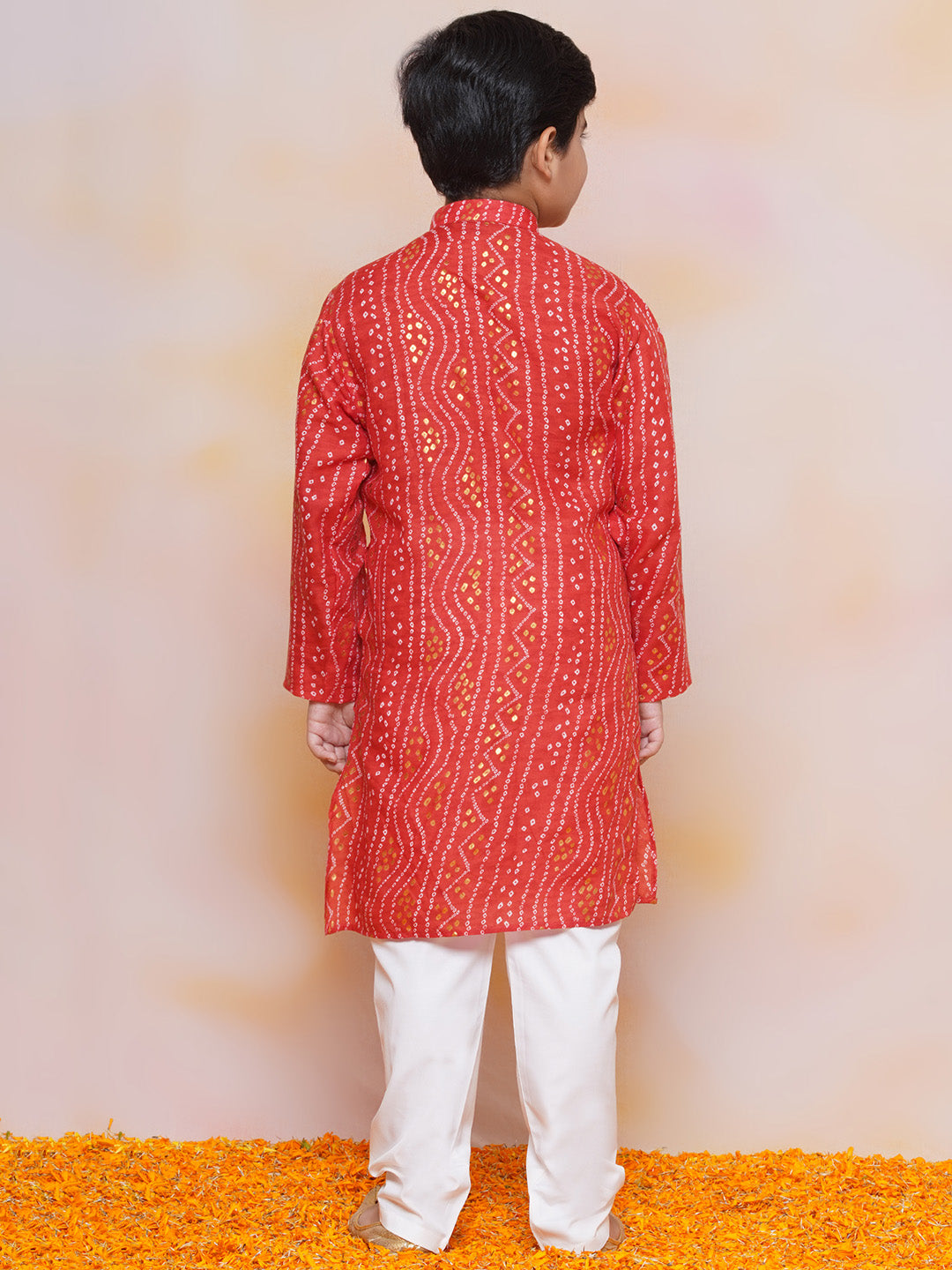 Boys Pure Cotton Kurta Pyjama and Girls Lehenga Sibling Sets-Red - AJ Dezines