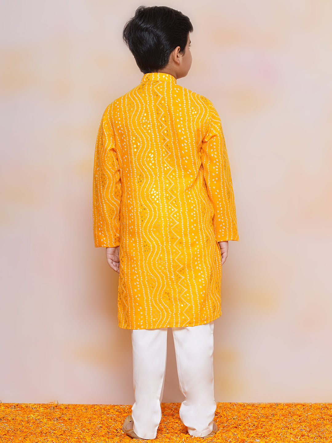 Boys Pure Cotton Kurta Pyjama and Girls Lehenga Sibling Sets-Yellow - AJ Dezines