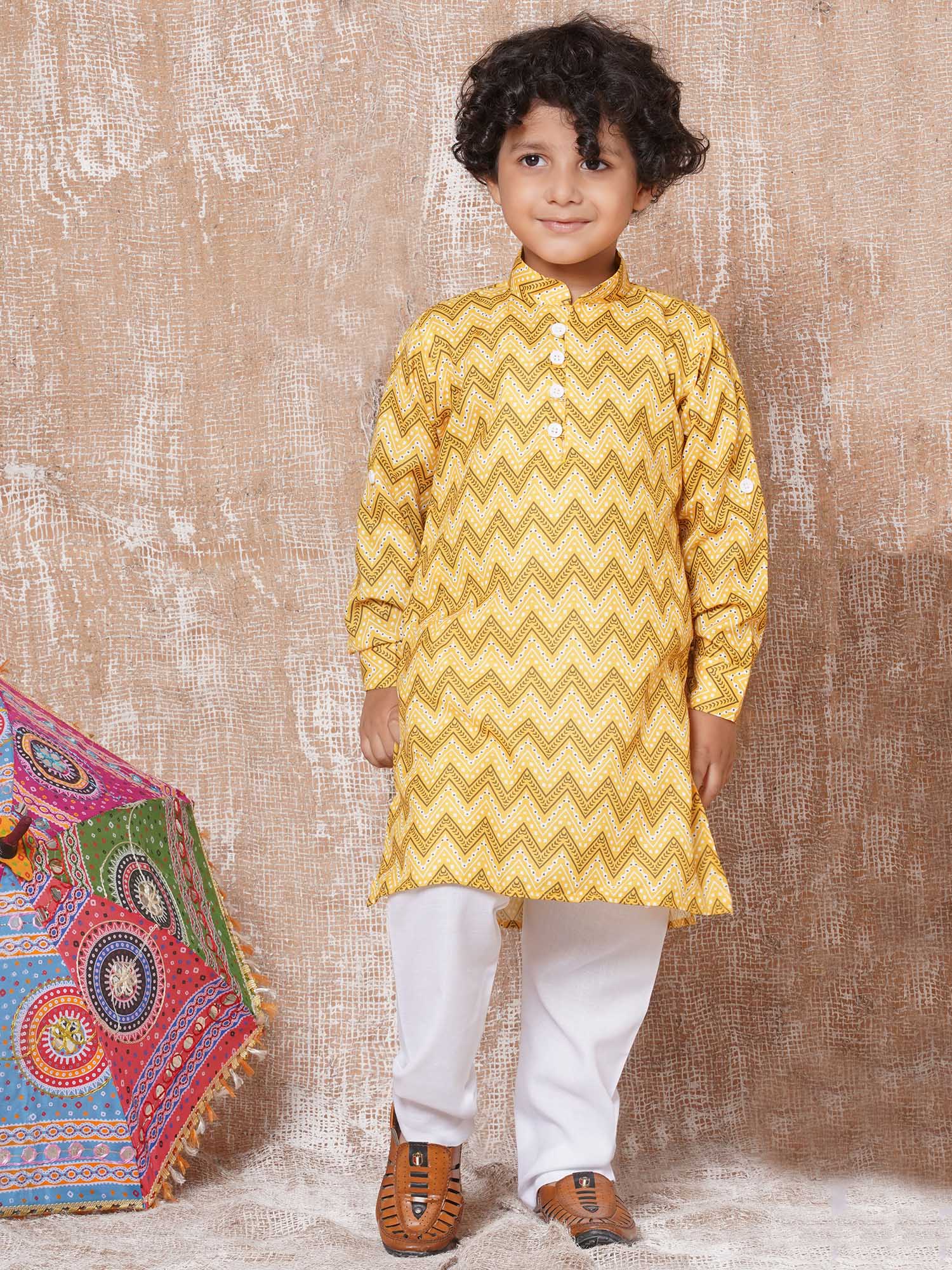 Boys Pure Cotton Kurta Pyjamas and Girls Kurta With Sharara-Sibling Sets - AJ Dezines