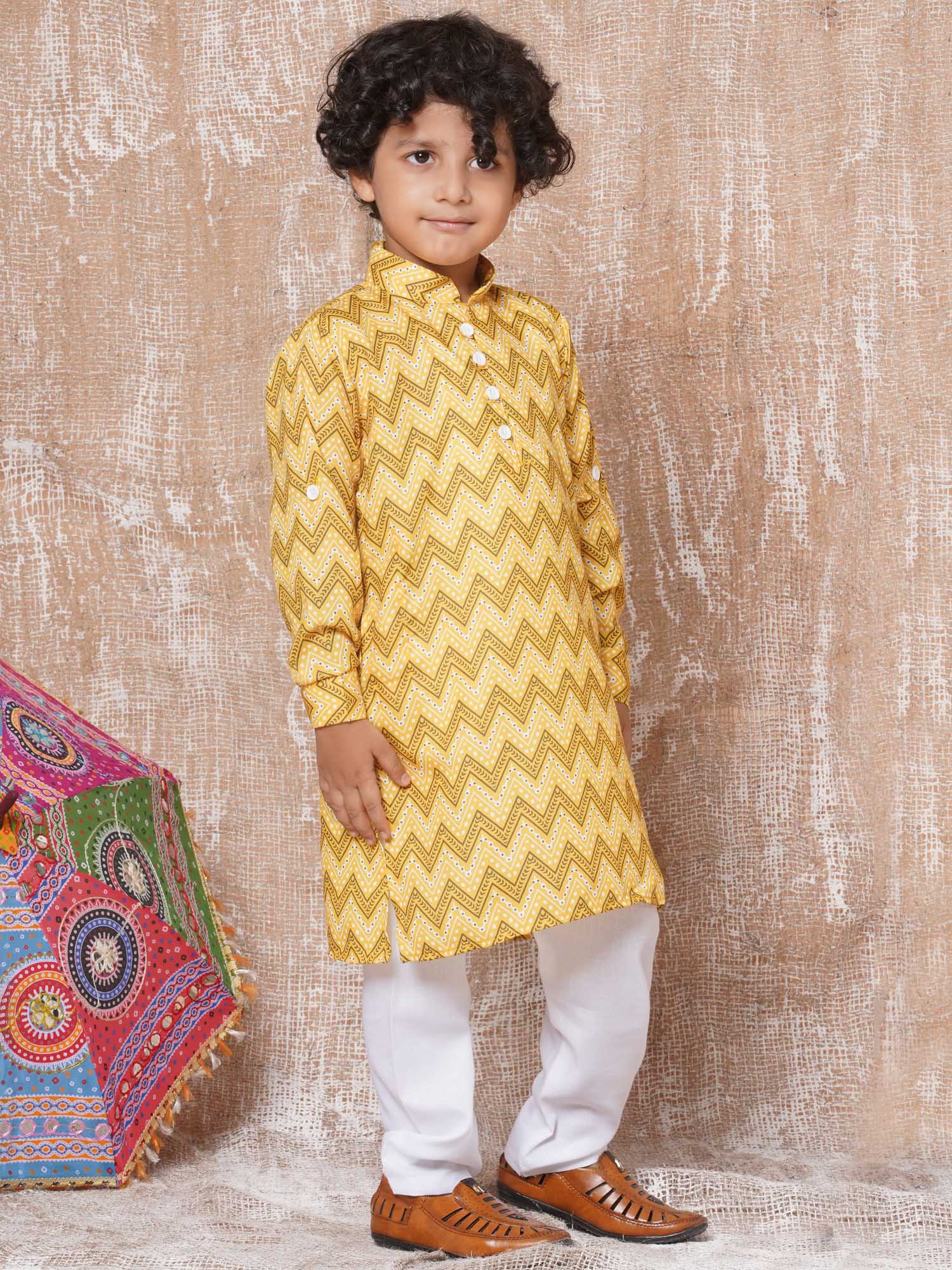 Boys Pure Cotton Kurta Pyjamas and Girls Kurta With Sharara-Sibling Sets - AJ Dezines