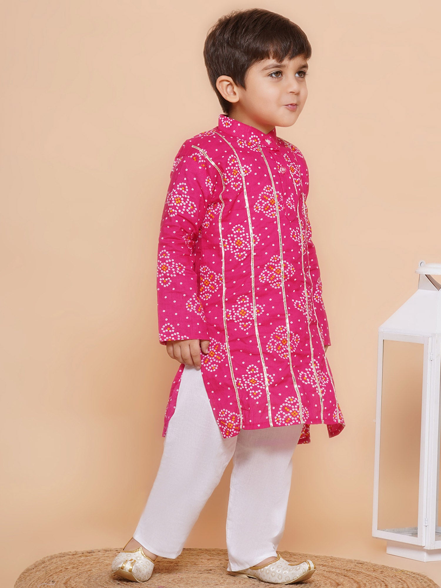 Boys Pure Cotton Kurta Pyjamas and Girls Lehenga Choli Sibling sets-Pink - AJ Dezines