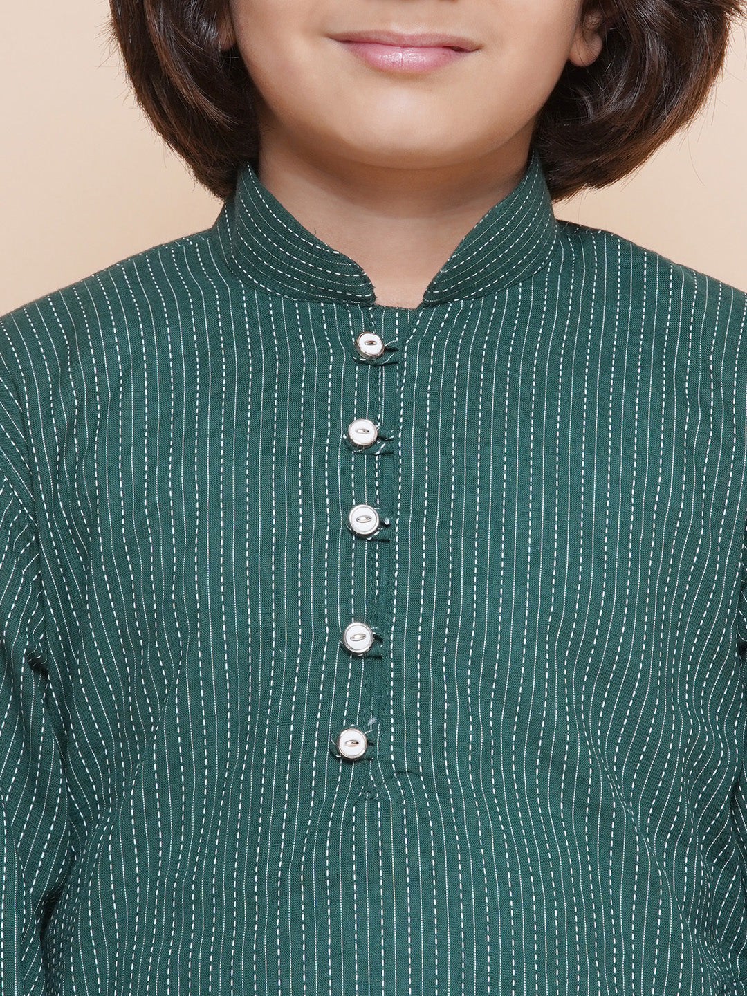 Boys Pure Cotton Kurta Pyjamas and Girls Kurta With Dhoti Pants-Sibling Sets -Green - AJ Dezines