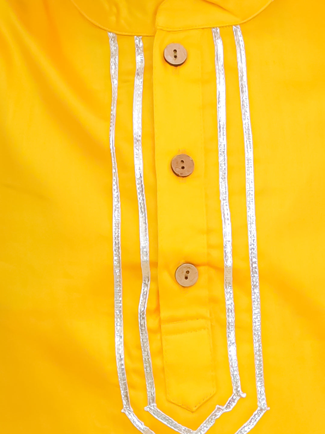 Boys Yellow Cotton Full sleeves Solid Kurta Pyjama Set and Yellow Cotton 3/4th Sleeves Solid Girls Suit Set - Sibling Set - AJ Dezines