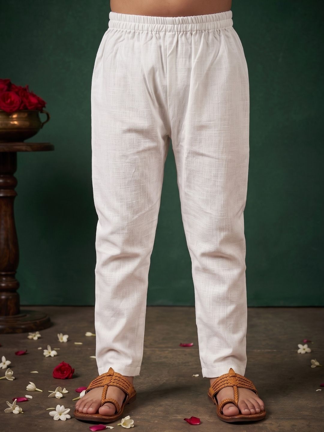Blue Cotton Full sleeves Krishna Printed Kurta Pyjama Set