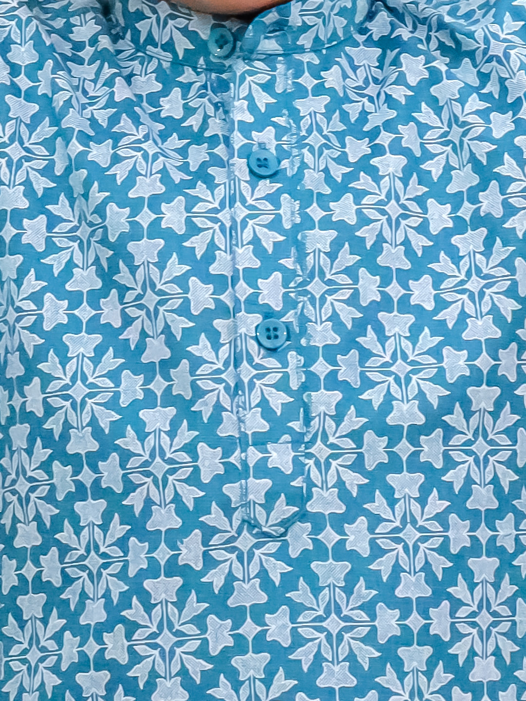Boys Blue Cotton Full sleeves Printed Kurta Pyjama Set - AJ Dezines