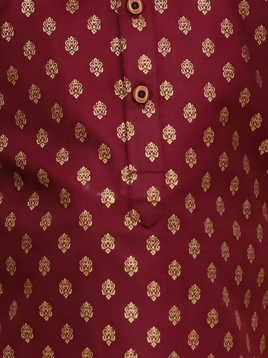 Maroon Cotton Full sleeves Foil Printed Kurta Pyjama Set