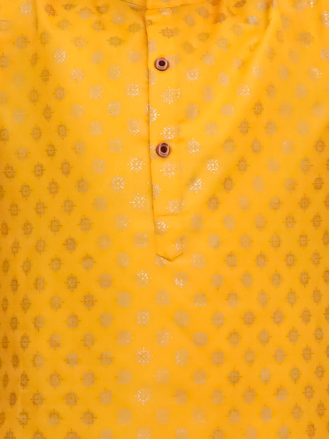 Yellow Cotton Full sleeves Foil Printed Kurta Pyjama Set