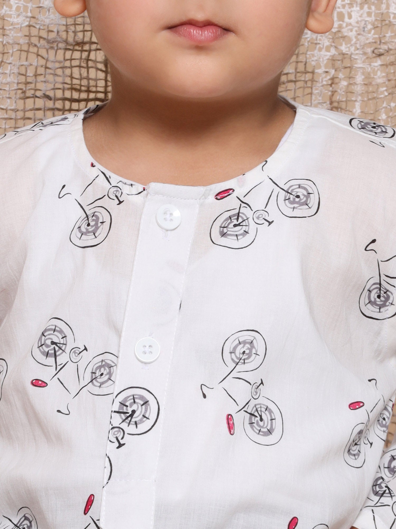 Kids Boys Black Cycle Print Pure Cotton Dhoti Set - AJ Dezines