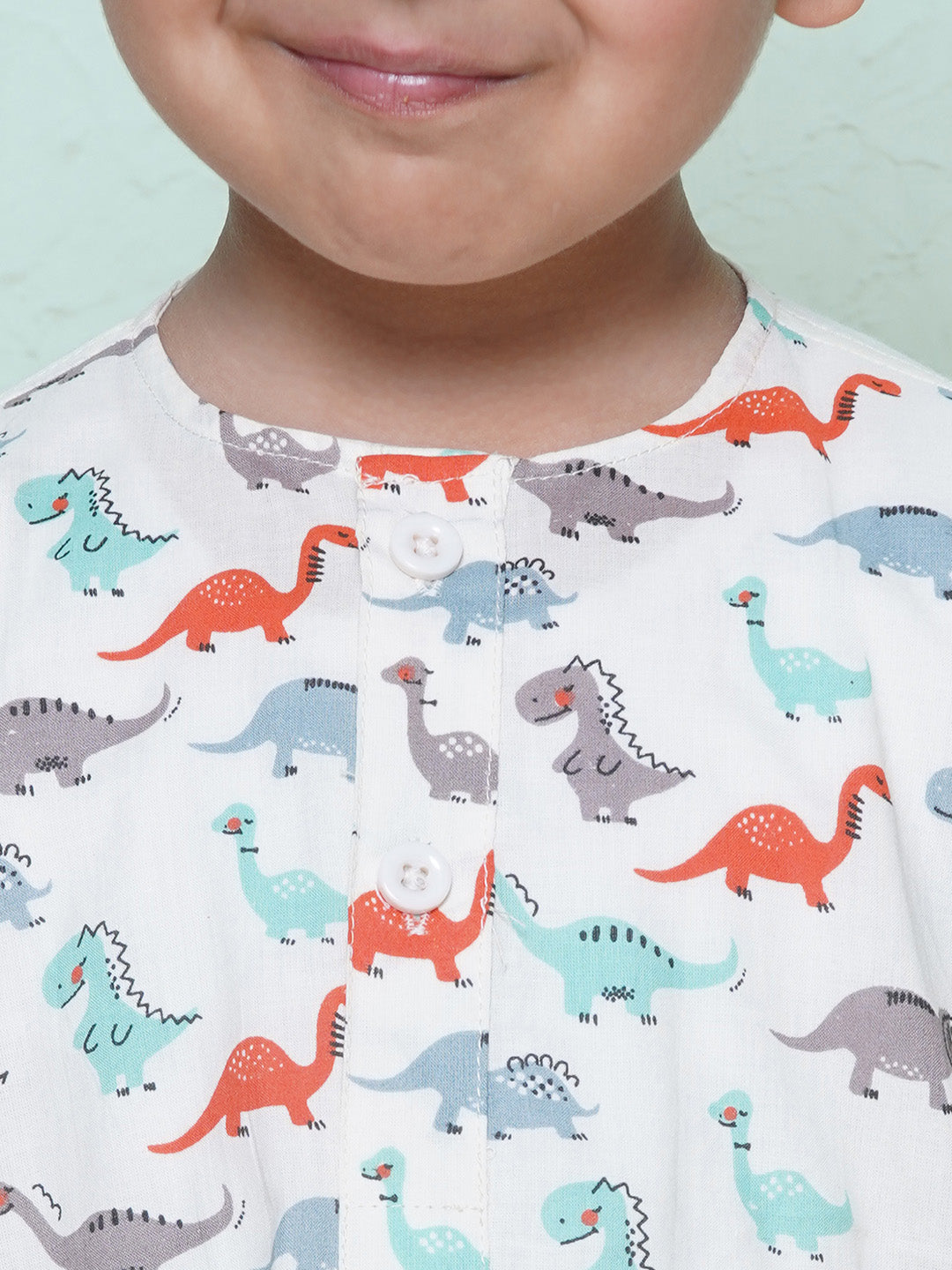 Kids Boys Rust Dino Print Cotton Dhoti Set - AJ Dezines