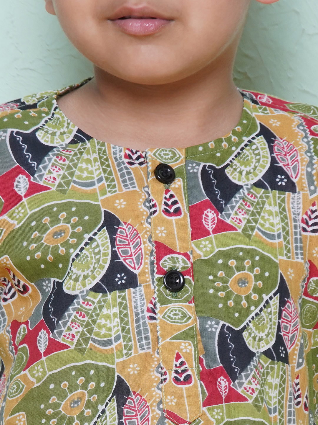 Kids Boys Red Abstract Print Cotton Dhoti Set - AJ Dezines