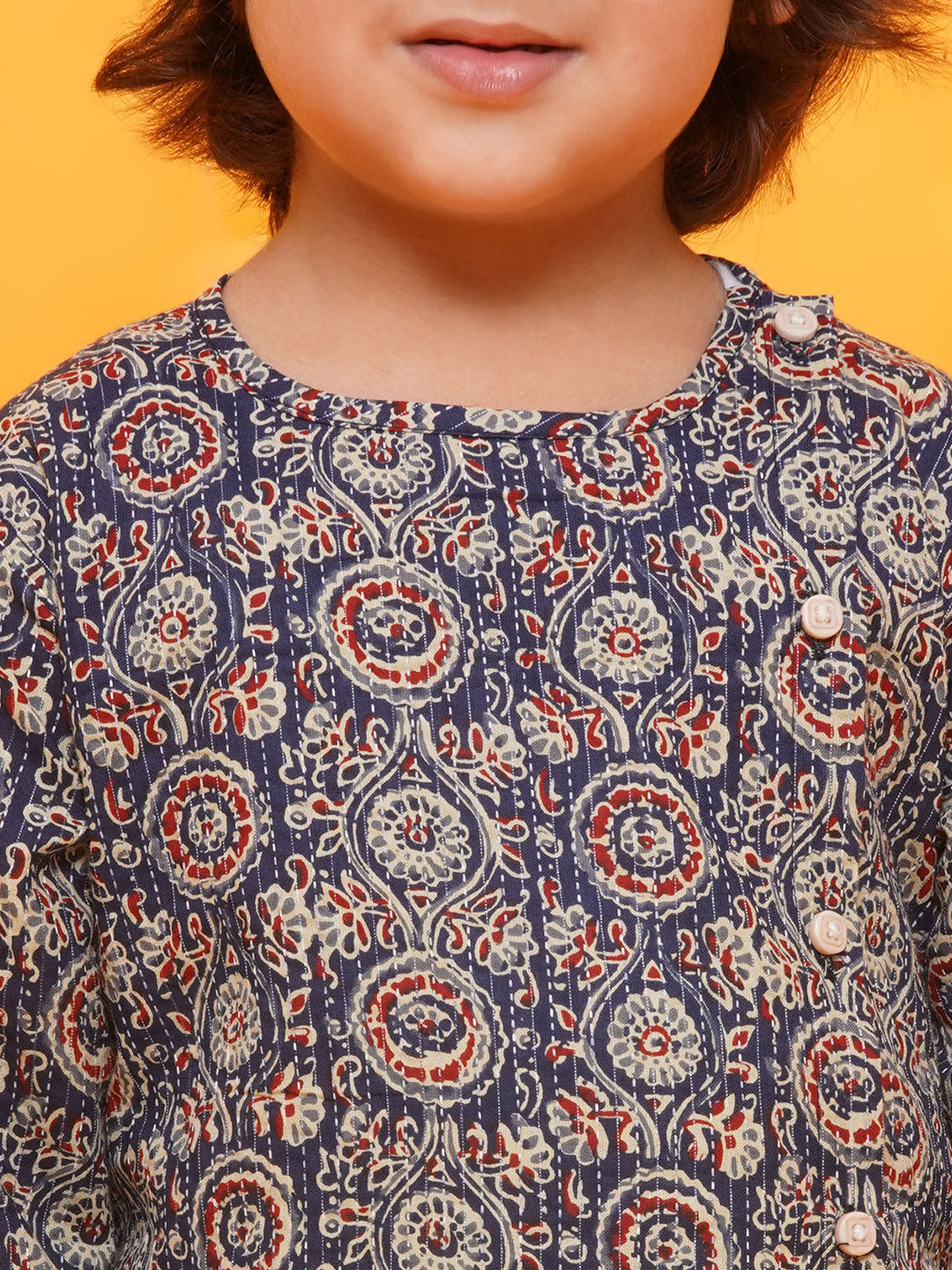 Holi Blue Pure Cotton Full sleeves Abstract Print Dhoti Set for Boys - AJ Dezines