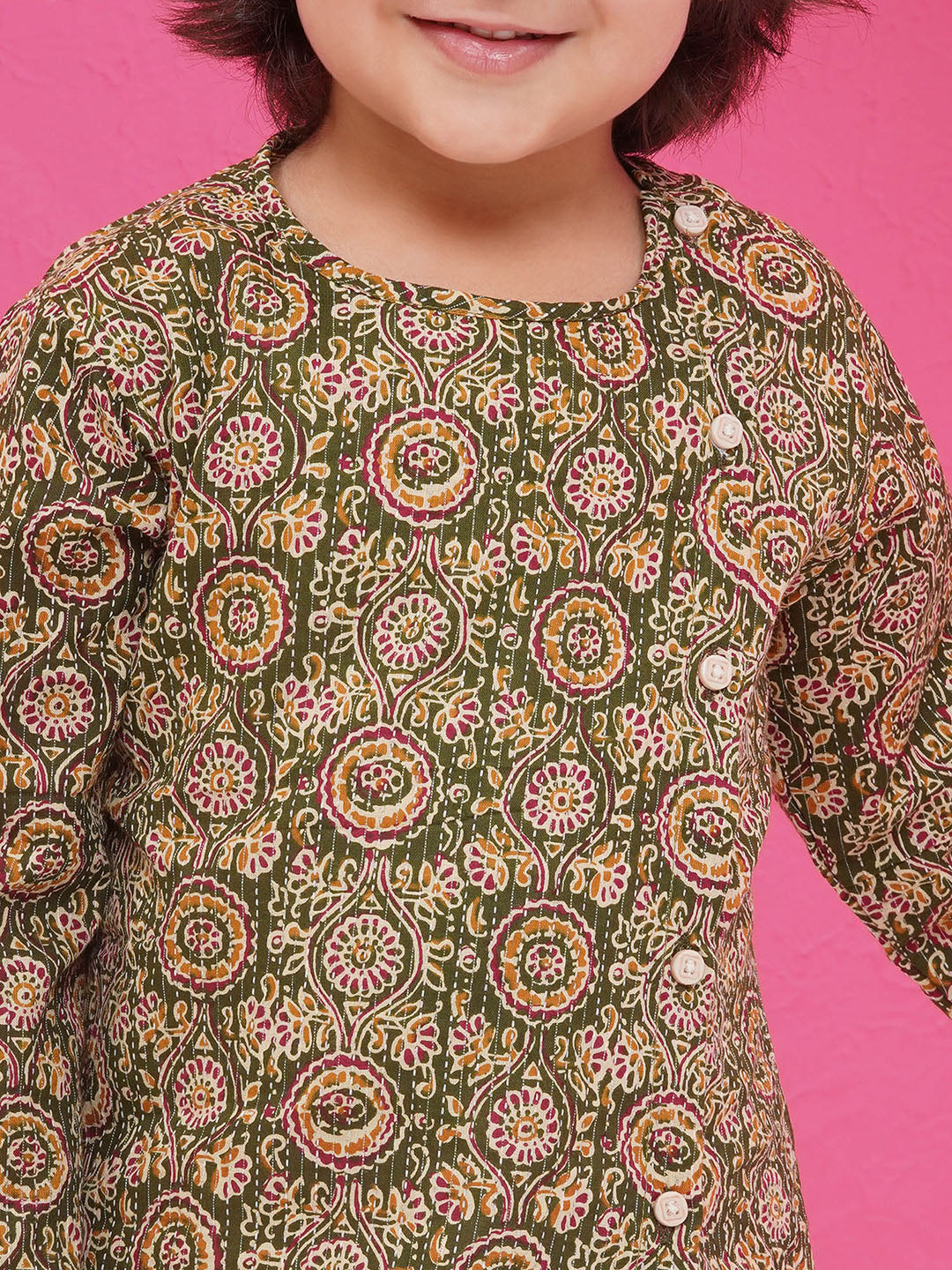 GREEN Pure Cotton Full sleeves Abstract Print Dhoti Set for Boys - AJ Dezines