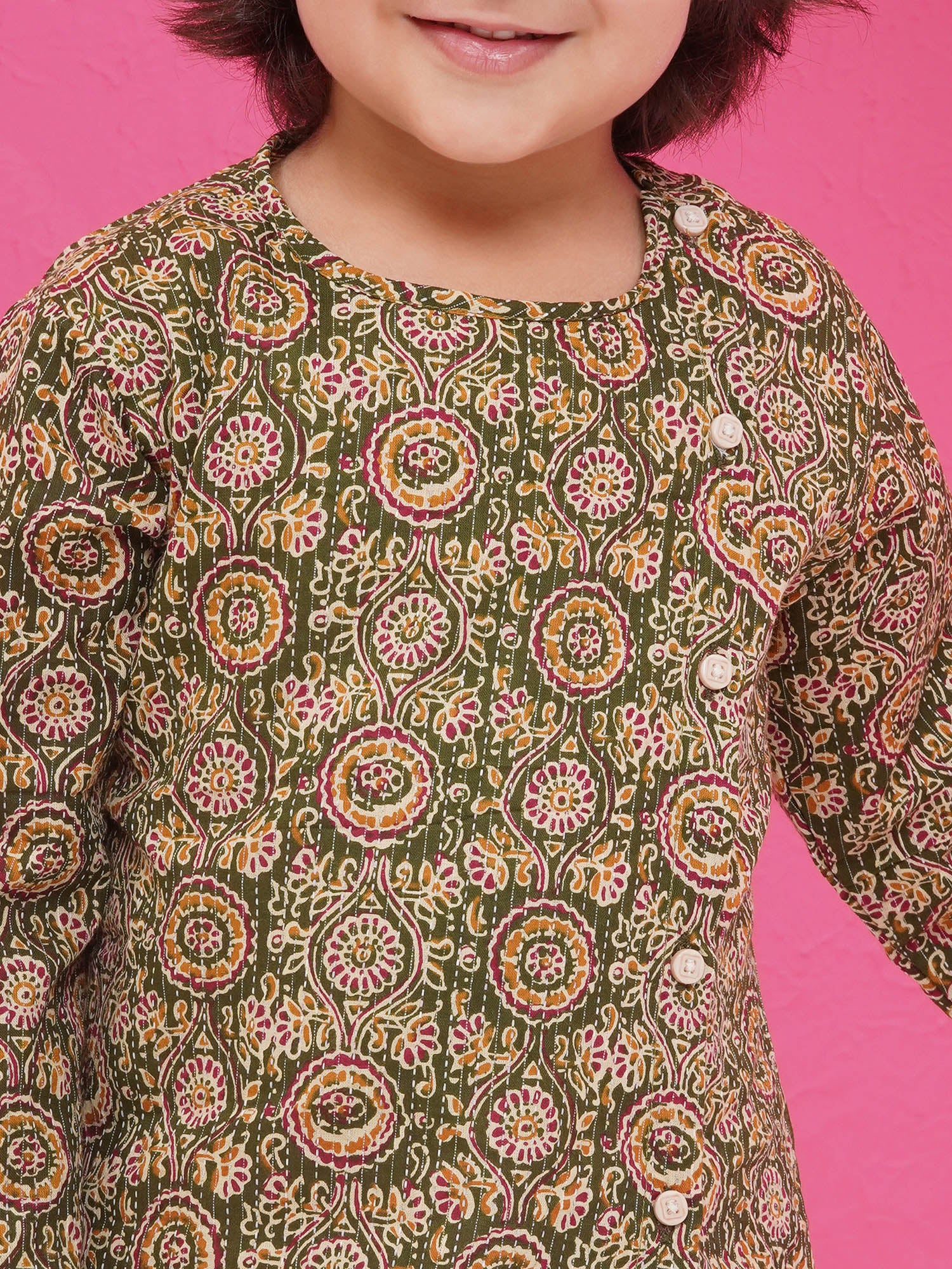 Holi Green Pure Cotton Full Sleeves Abstract Print Dhoti Set For Boys - AJ Dezines