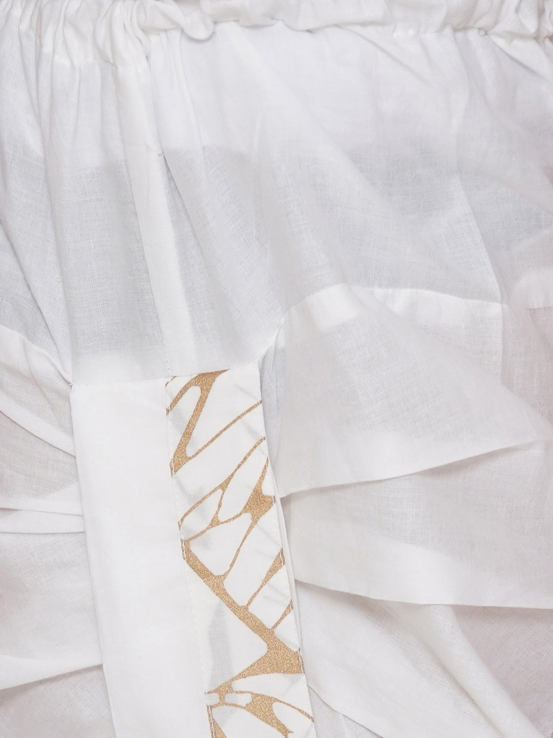 WHITE Cotton Full sleeves Golden Leaves Print Dhoti Set for Boys - AJ Dezines