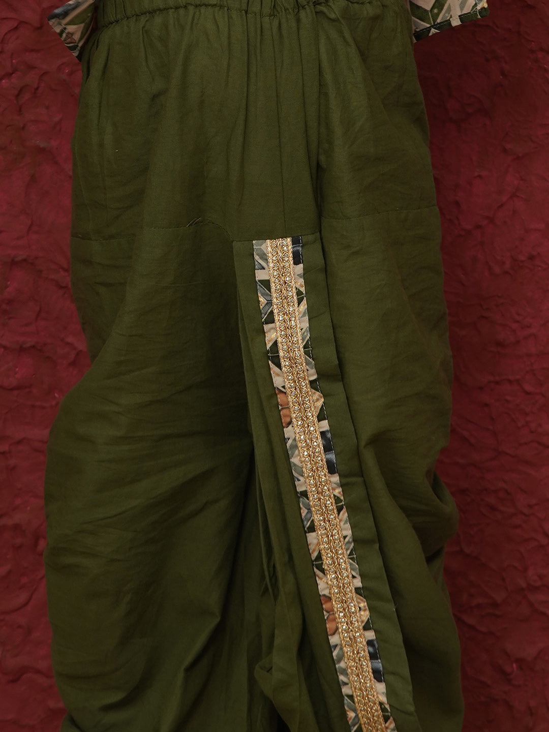 Green Cotton Full sleeves Abstract Print Dhoti Kurta for Boys - AJ Dezines