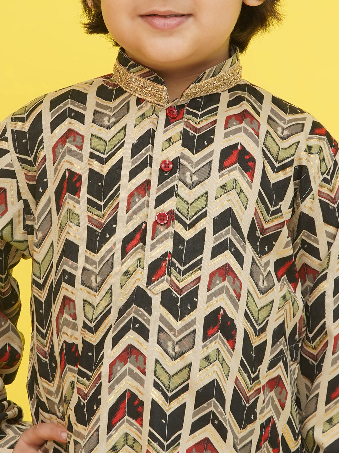 Maroon Cotton Full sleeves Abstract Print Dhoti Kurta for Boys - AJ Dezines
