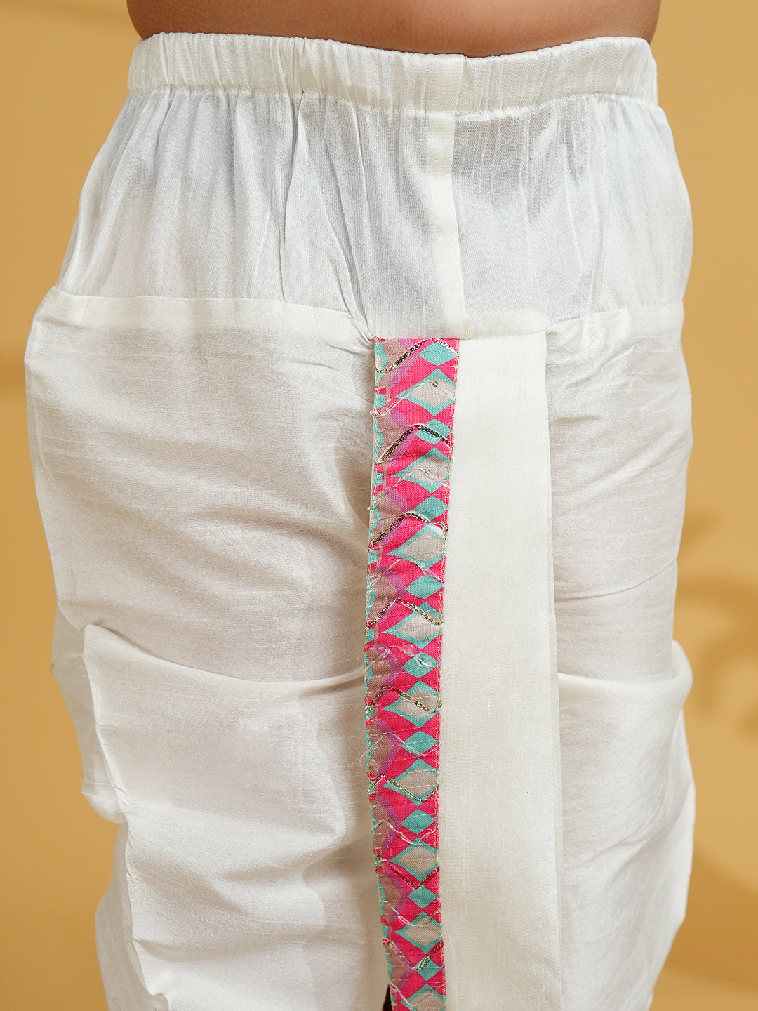 Pink Silk Blend Full Sleeves Embroidered Dhoti Set - AJ Dezines