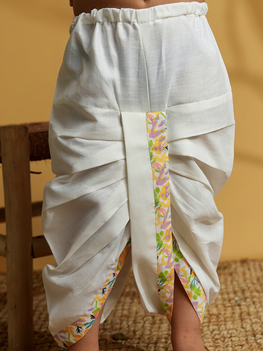 Yellow Cotton Full Sleeves Printed Dhoti Set - AJ Dezines