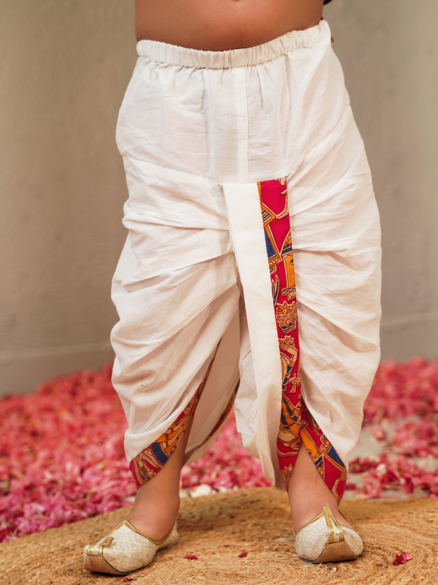 Pink Cotton Full Sleeves Abstract Printed Dhoti Set