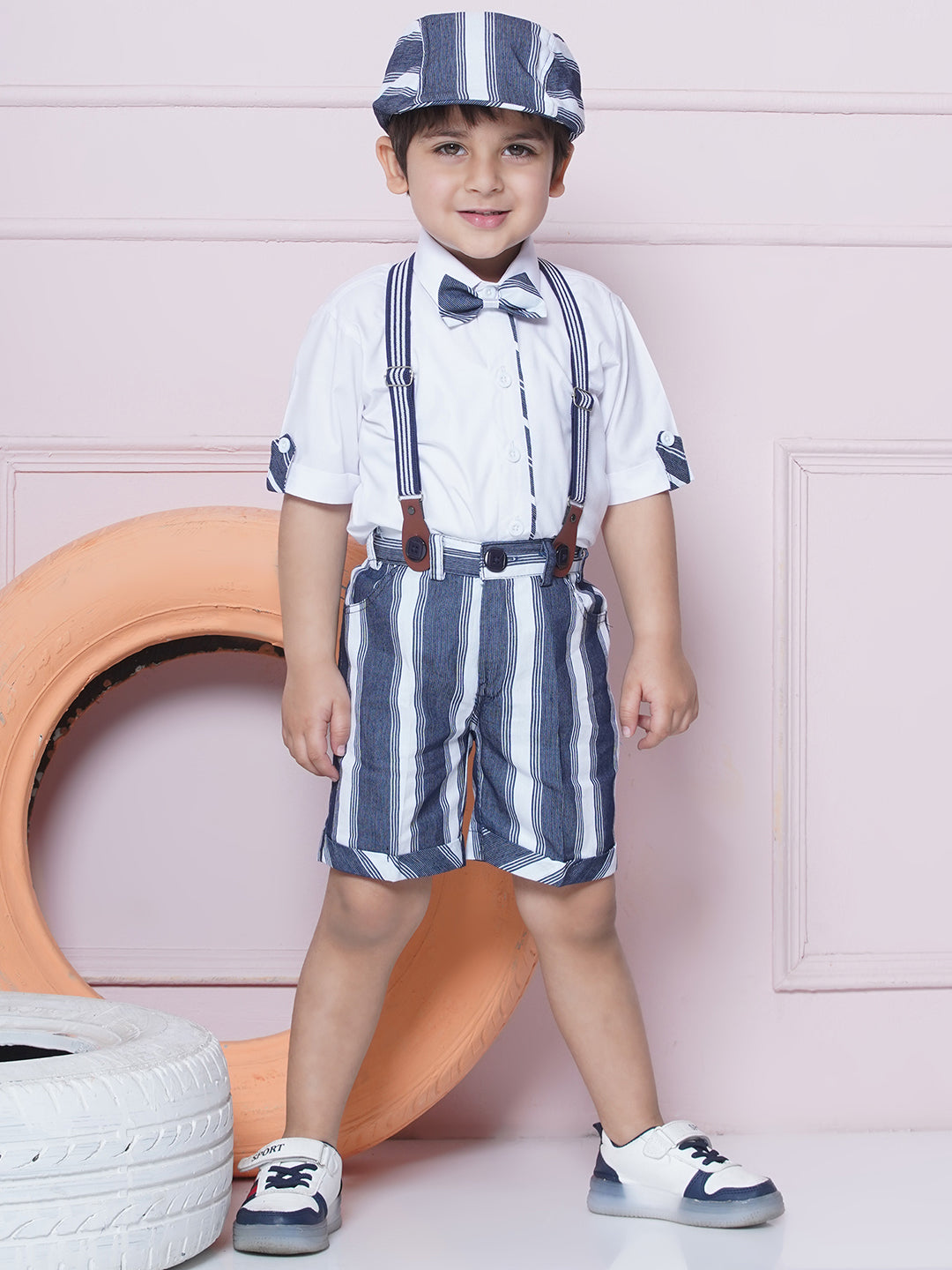 Kids Boys Light Blue Solid Cotton Blend Dungaree - AJ Dezines