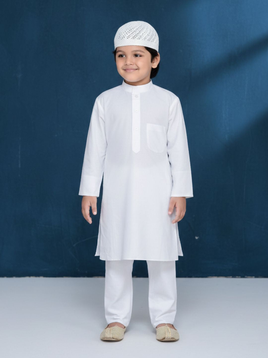 Kids Ethnic Wear Cotton Solid Kurta Pajama Set For Boys