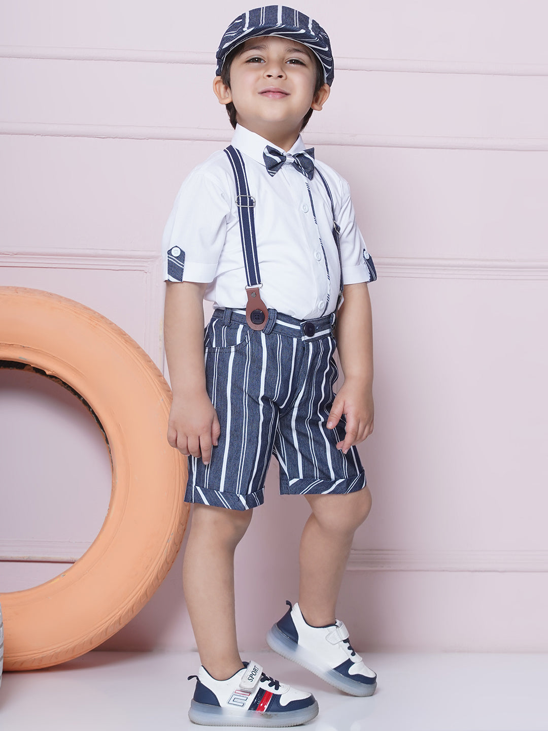 Kids Boys Blue Solid Cotton Blend Dungaree - AJ Dezines