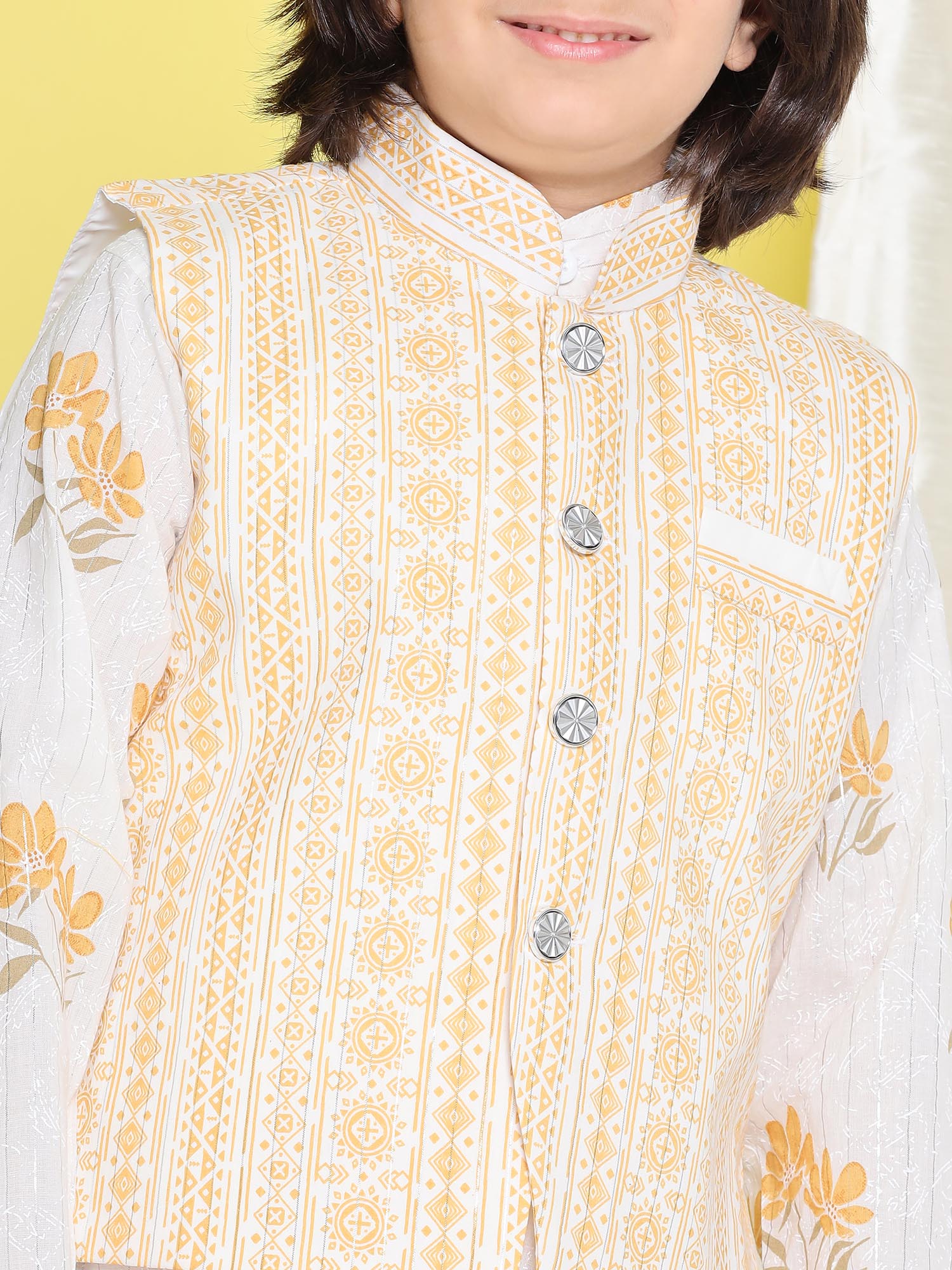 Boys Pure Cotton Kurta Pyjamas and GirlsKurti with Salwar Sibling Sets -Yellow - AJ Dezines