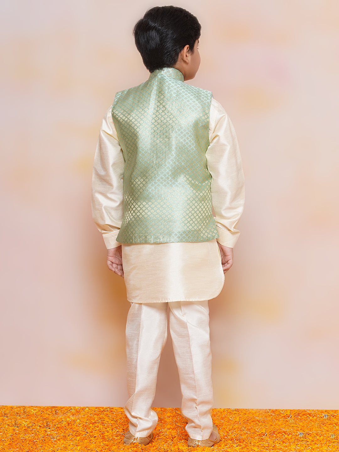 Kids Boys C-Green Printed Jacquard Suit Set - AJ Dezines