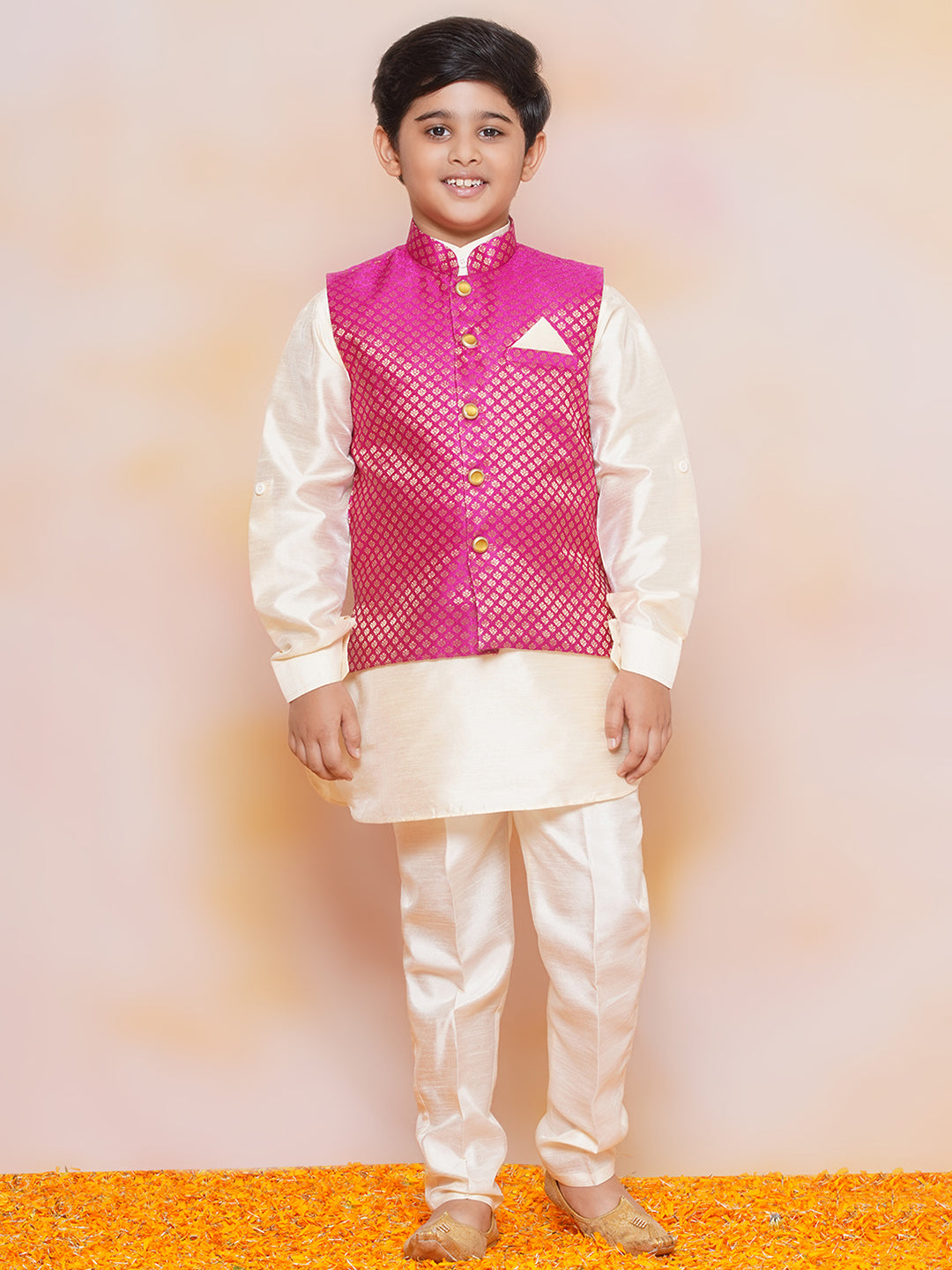 Kids Boys PINK Printed Jacquard Suit Set - AJ Dezines