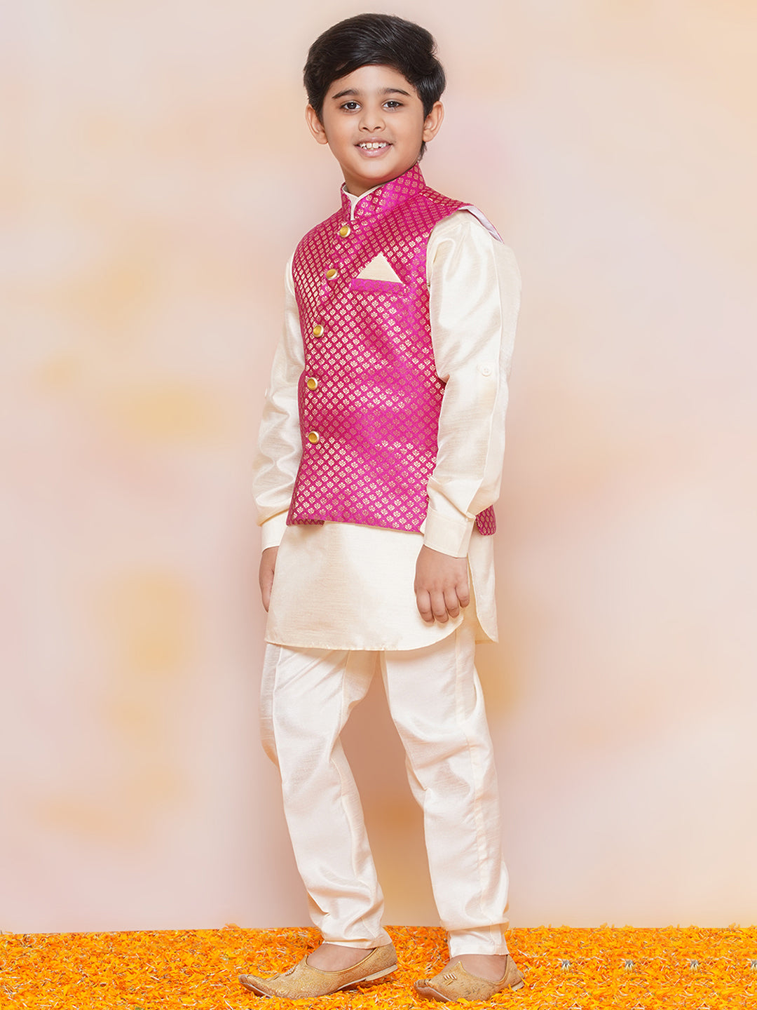Kids Boys PINK Printed Jacquard Suit Set - AJ Dezines