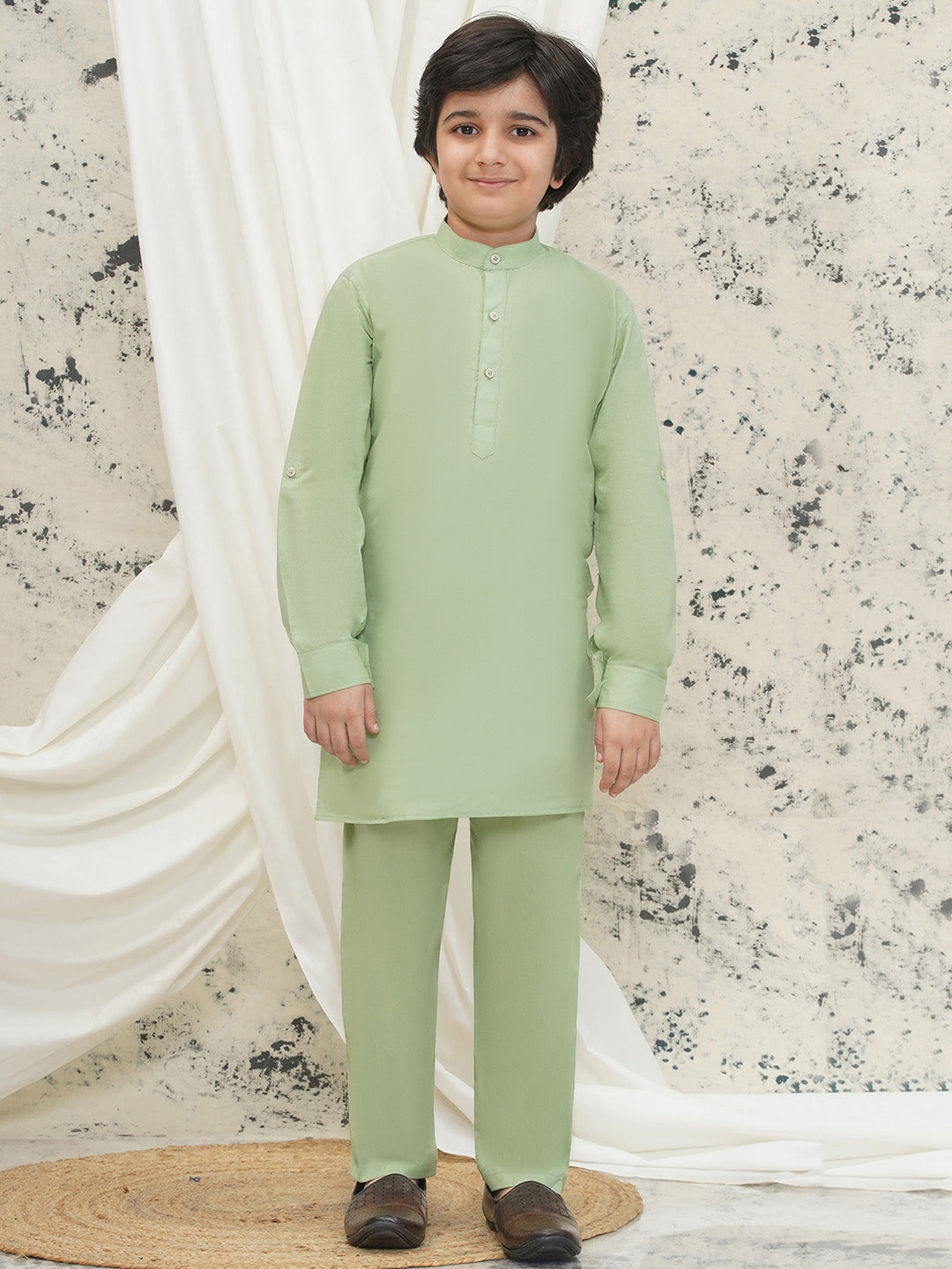 Pista Cotton Full sleeves Abstract Kurta Pyjama Waistcoat for Boys - AJ Dezines