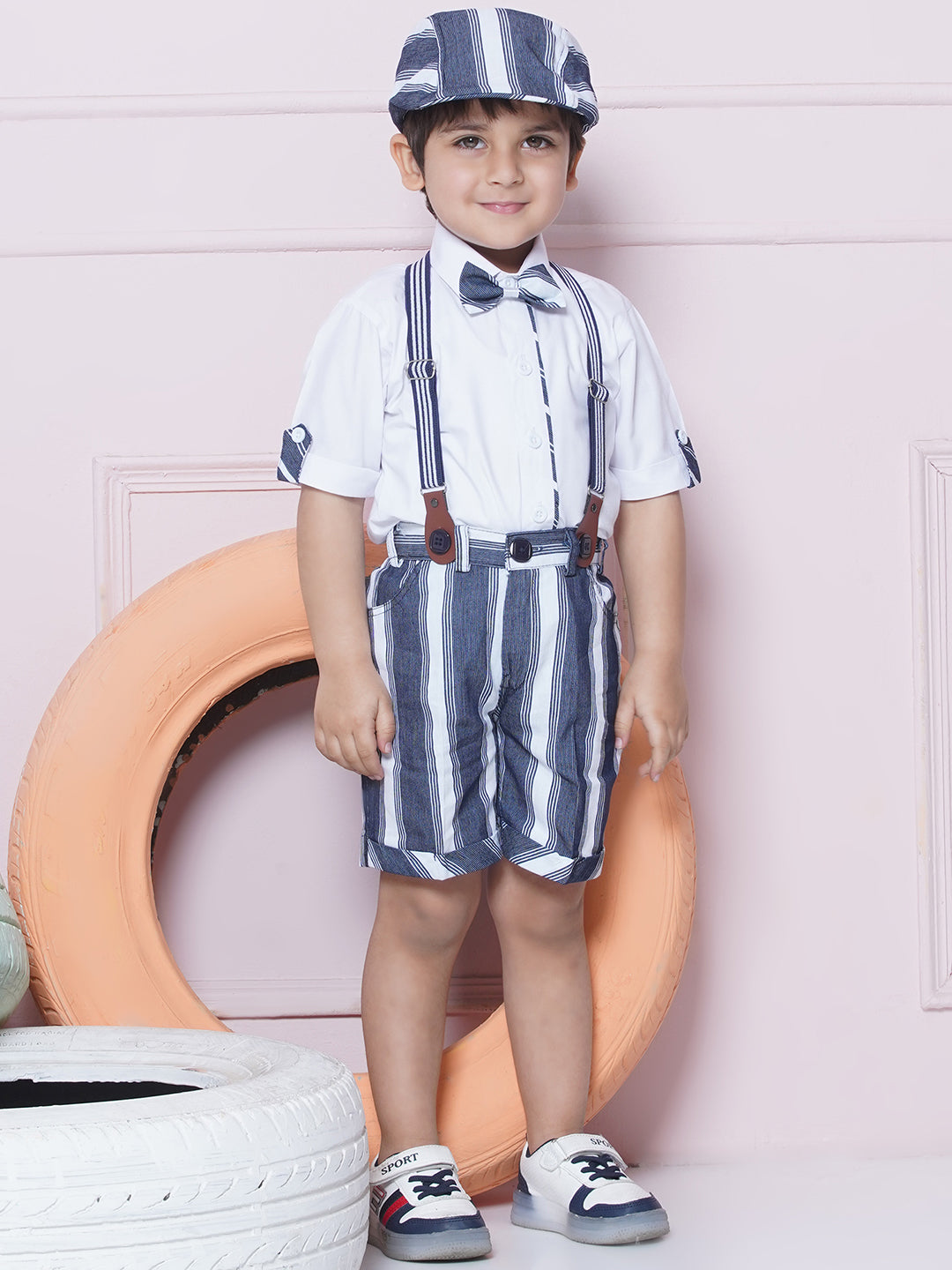 Kids Boys Light Blue Solid Cotton Blend Dungaree - AJ Dezines