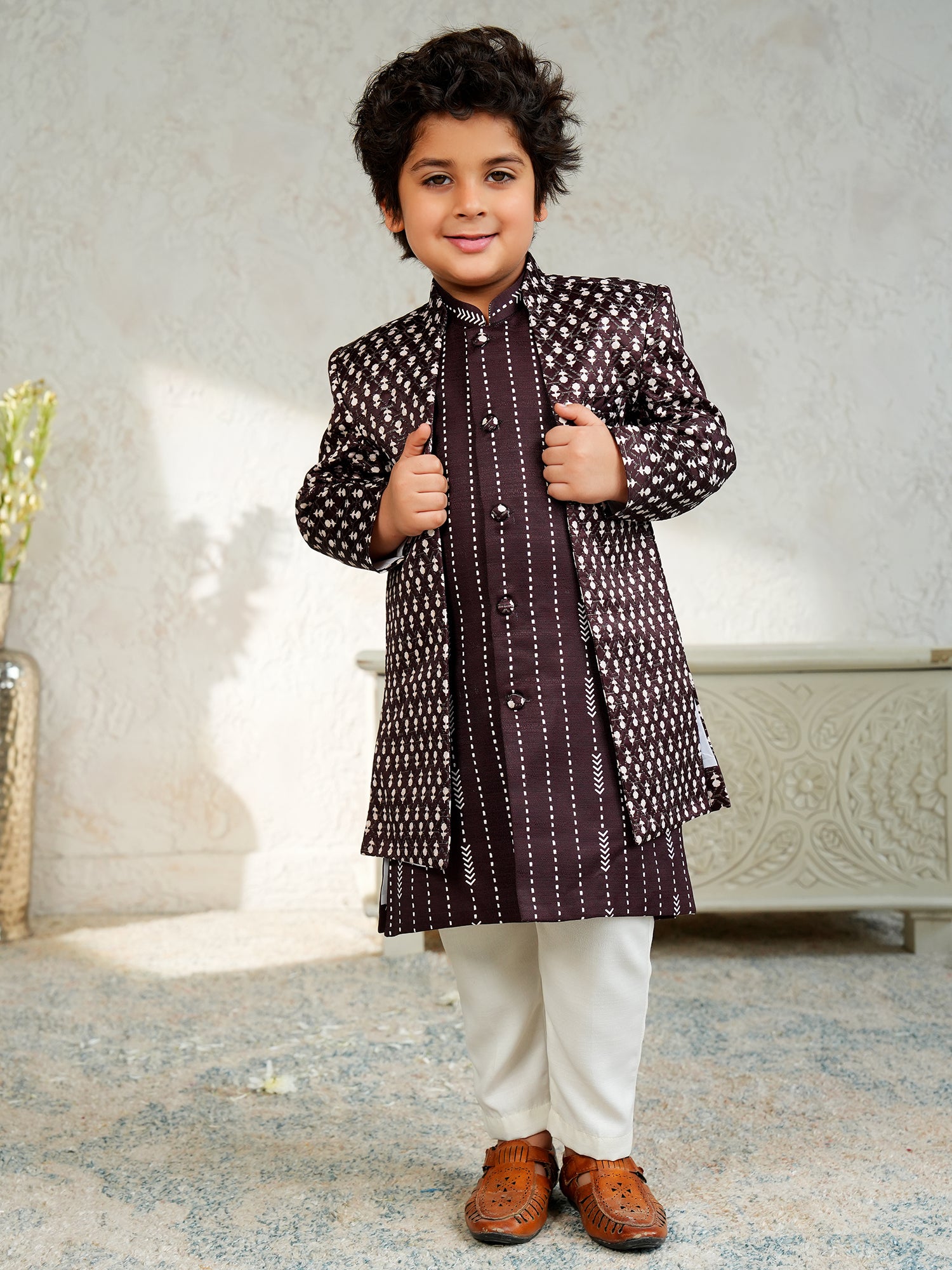 Purple Jacquard Full Sleeves Rich Embroidery Sherwani