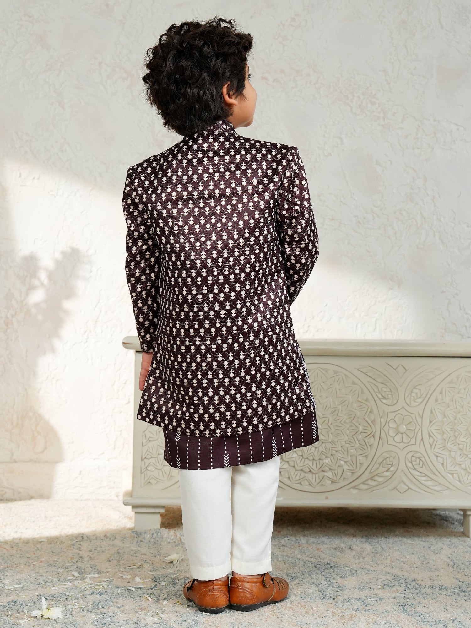 Purple Jacquard Full Sleeves Rich Embroidery Sherwani