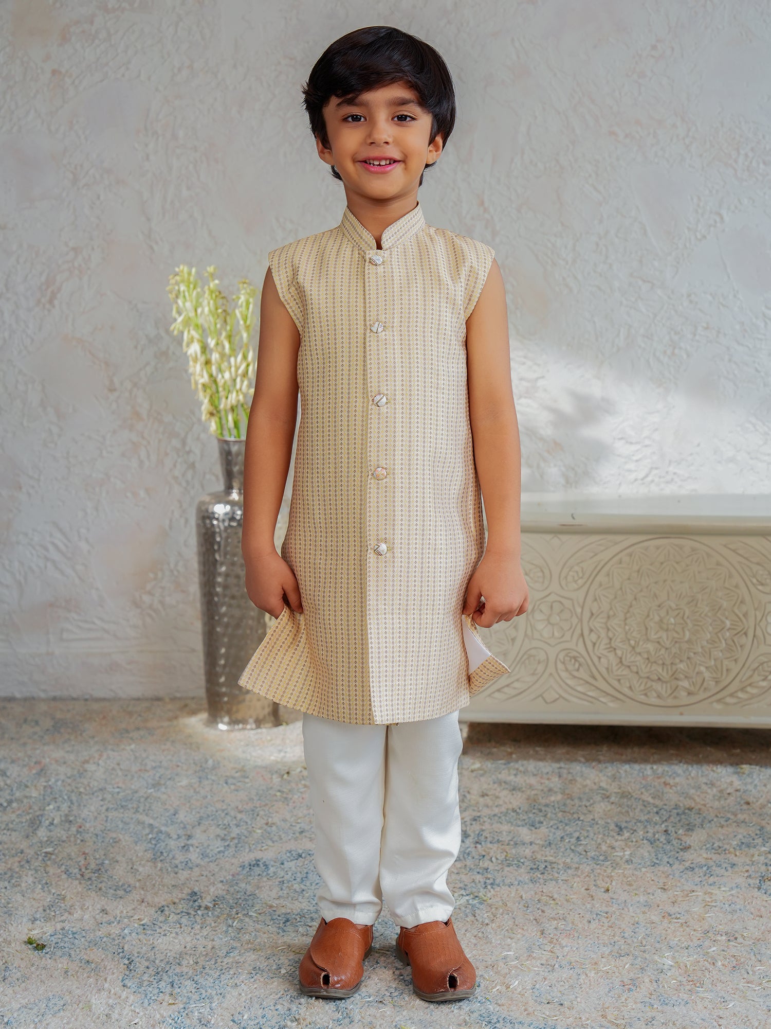 Yellow Jacquard Full Sleeves Rich Embroidery Sherwani