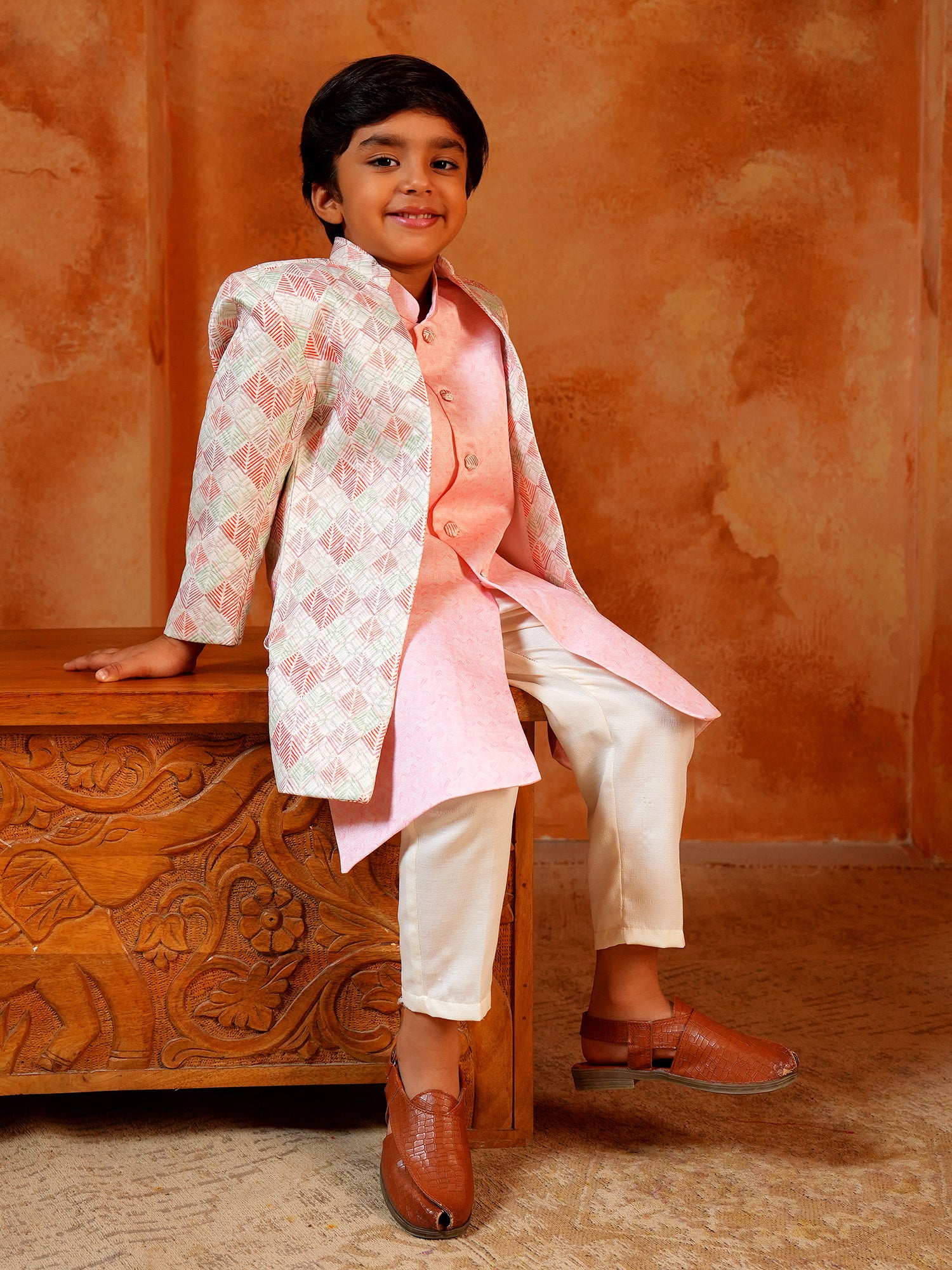Pink Jacquard Full Sleeves Rich Embroidery Sherwani