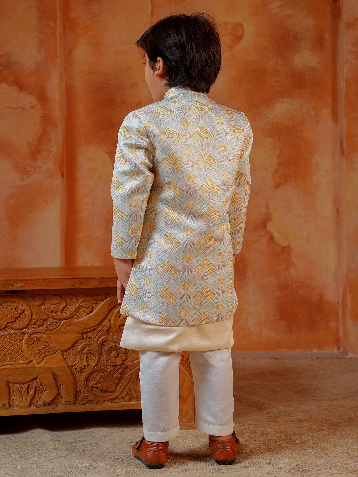 Yellow Jacquard Full Sleeves Rich Embroidery Sherwani