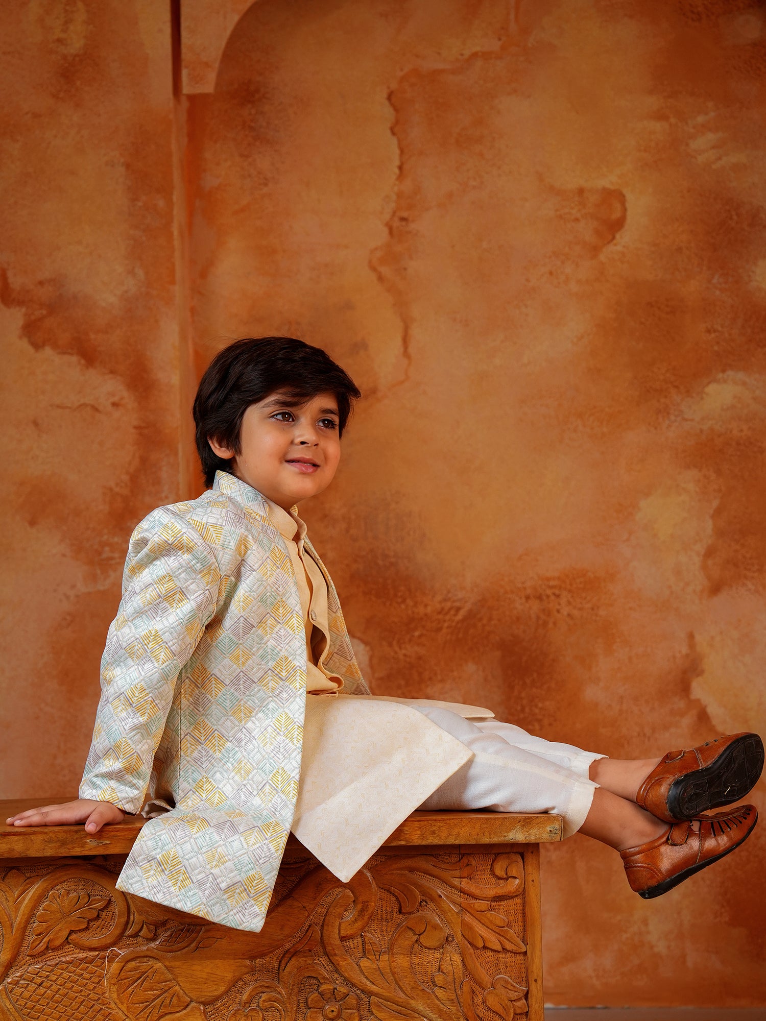 Yellow Jacquard Full Sleeves Rich Embroidery Sherwani