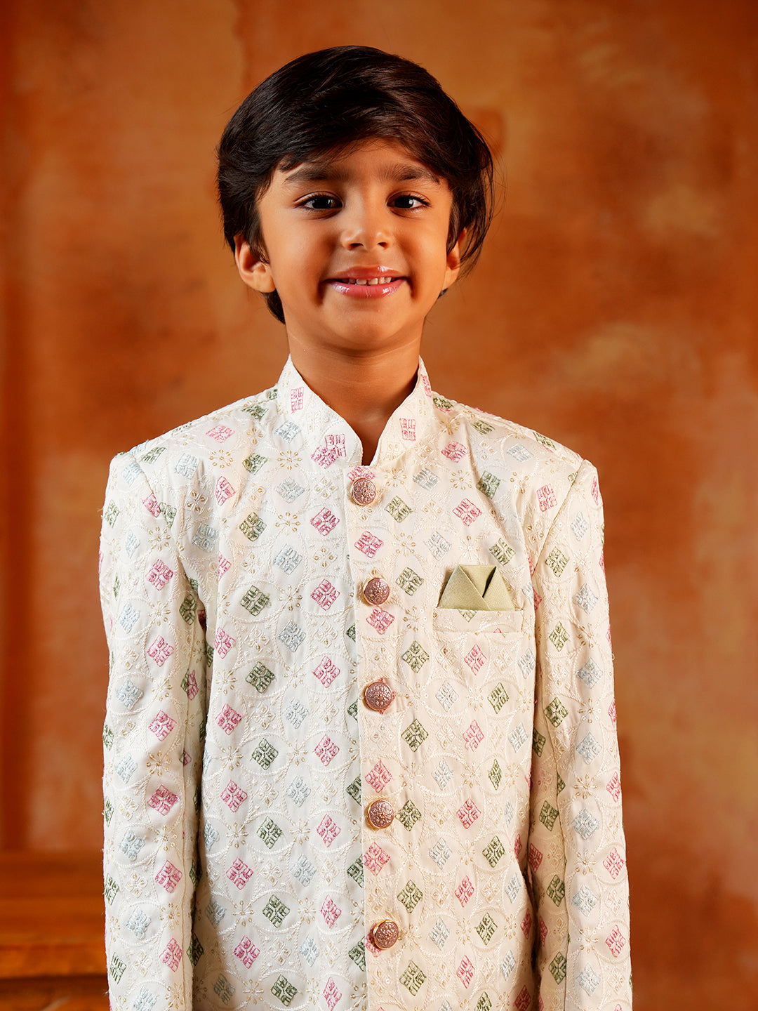 Multi Color Jacquard Full Sleeves Sequins and Embroidery Sherwani