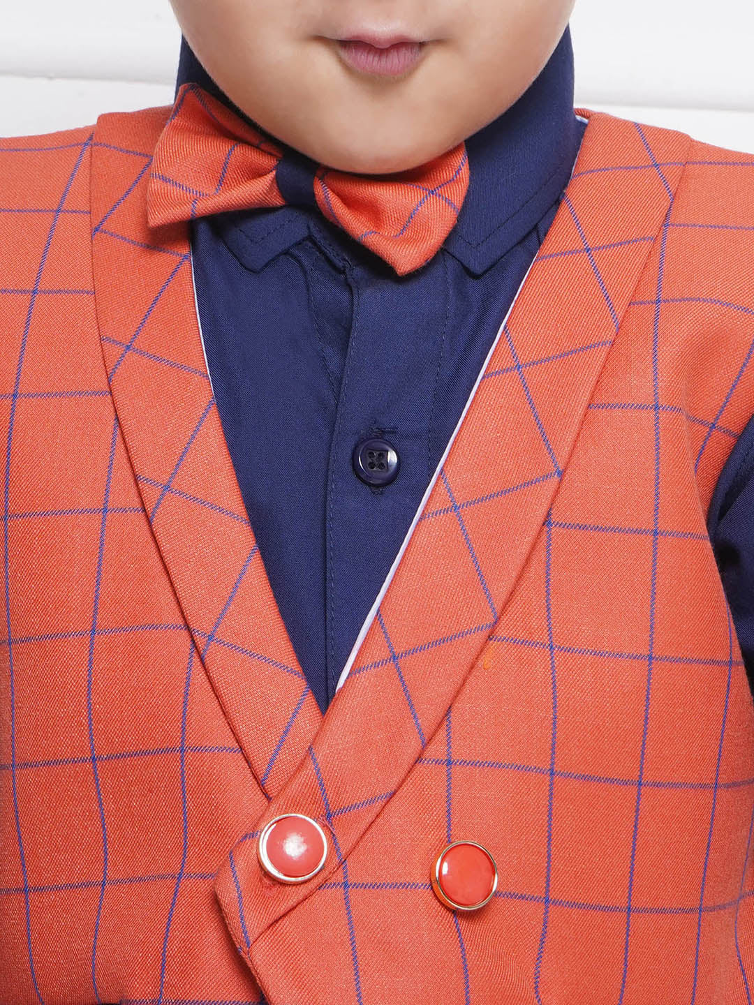 Kids Boys Gajri Checkered Suiting Blend Shirt Pant Waistcoat - AJ Dezines