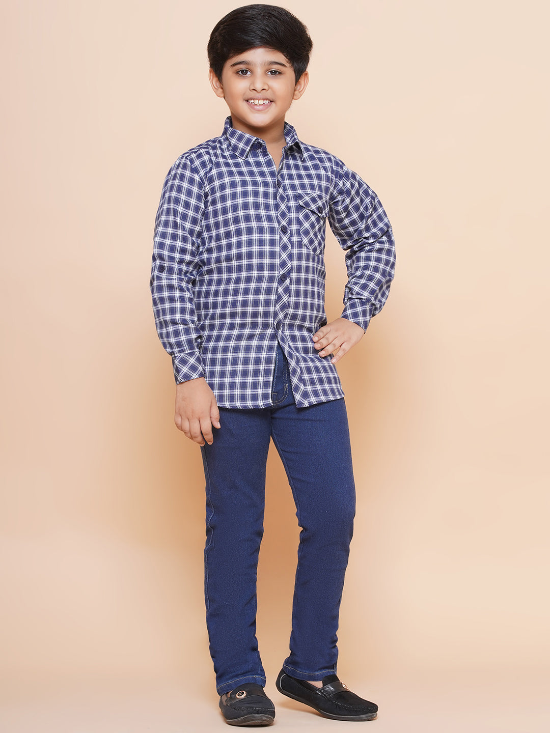 Kids Boys Purple Checkered Cotton Top & Bottom Set - AJ Dezines