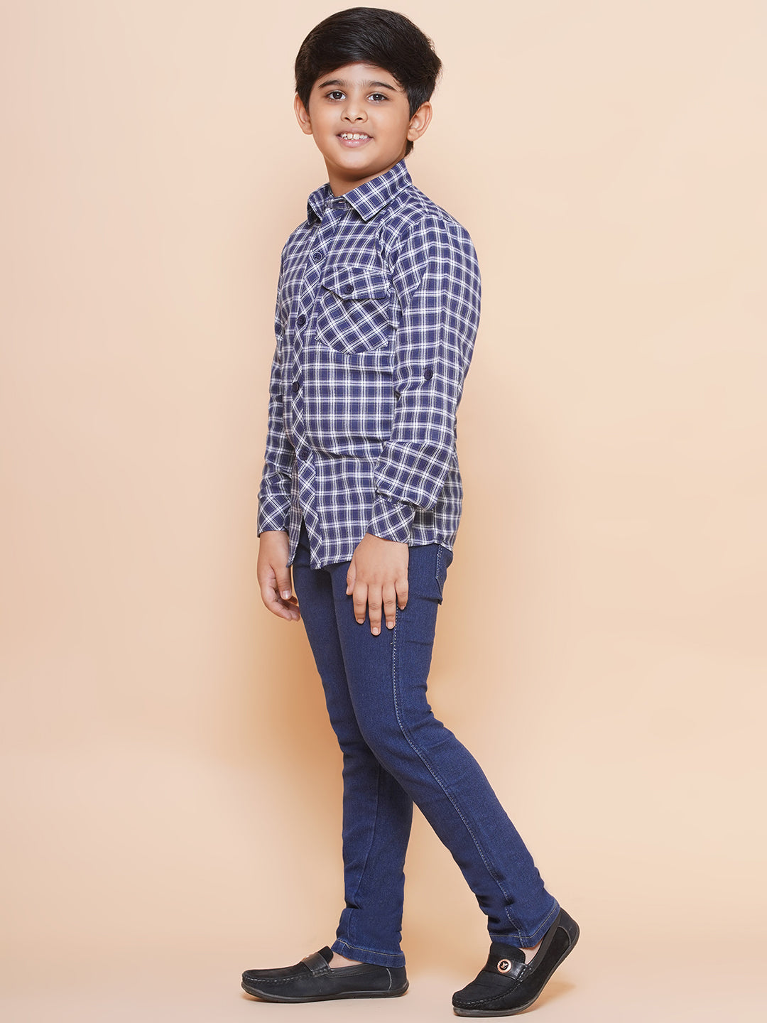 Kids Boys Purple Checkered Cotton Top & Bottom Set - AJ Dezines