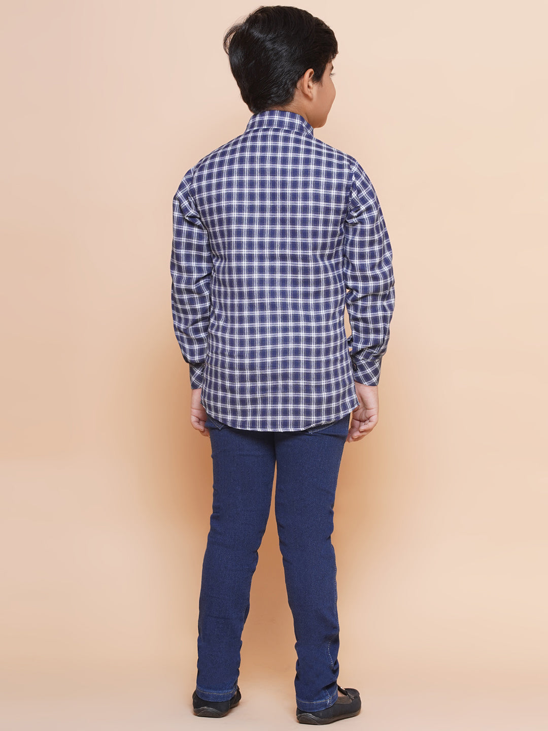 Kids Boys Purple Checkered Cotton Top & Bottom Set - AJ Dezines