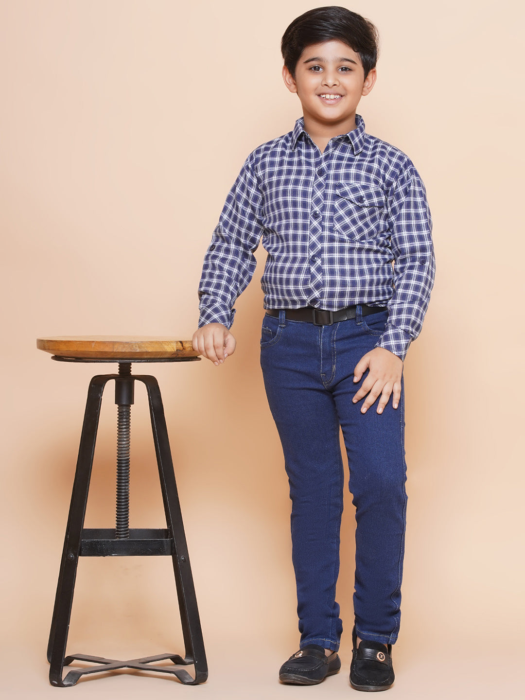 Kids Boys Purple Checkered Cotton Top & Bottom Set - AJ Dezines