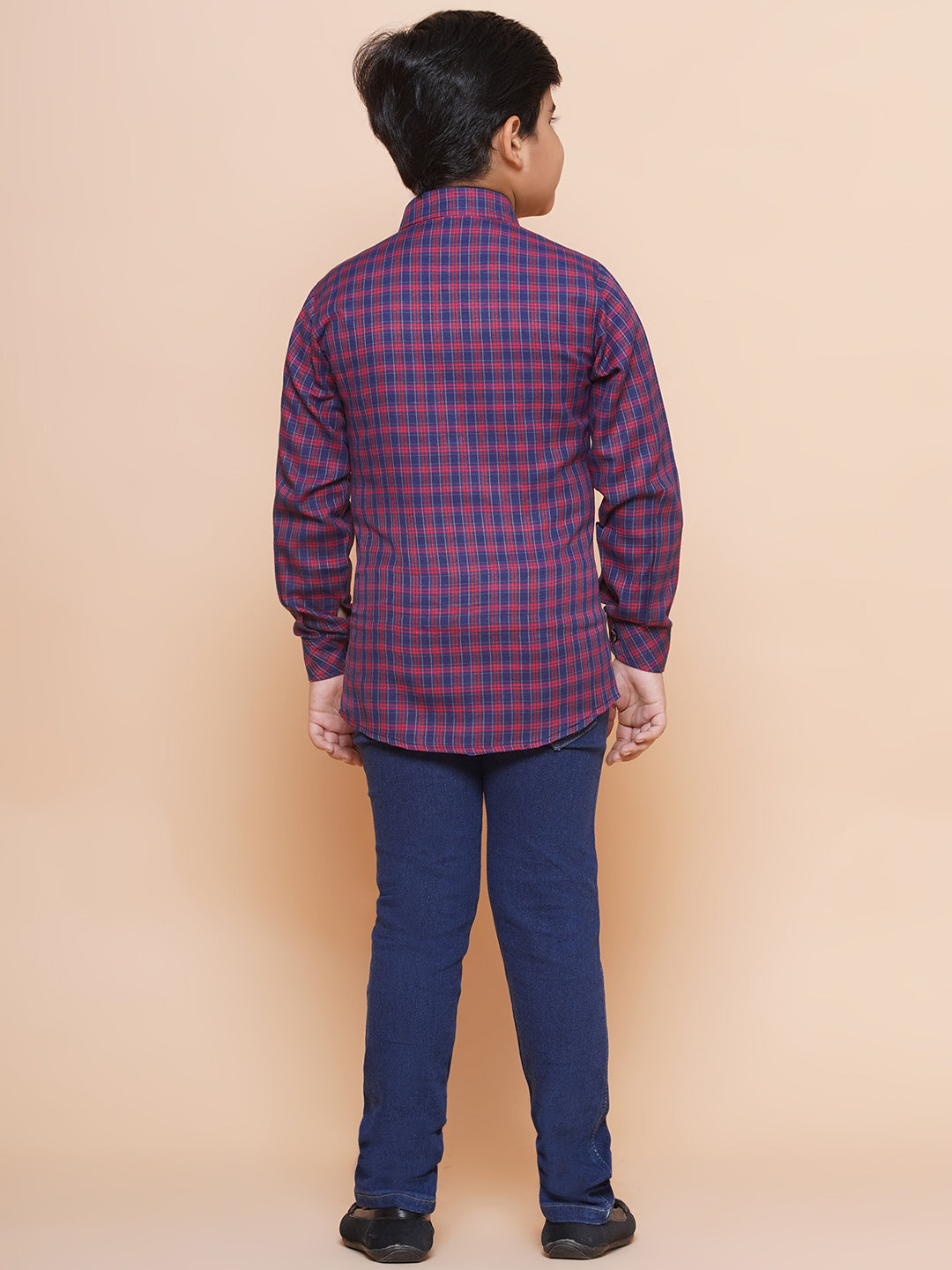 Kids Boys Red Checkered Cotton Top & Bottom Set - AJ Dezines