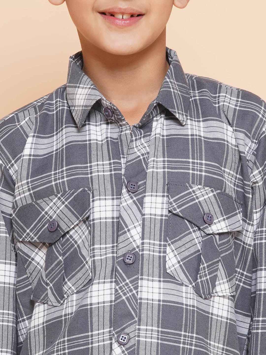 Kids Boys Grey Checkered Cotton Top & Bottom Set - AJ Dezines