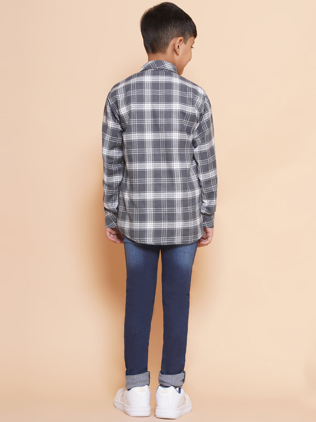 Kids Boys Grey Checkered Cotton Top & Bottom Set - AJ Dezines