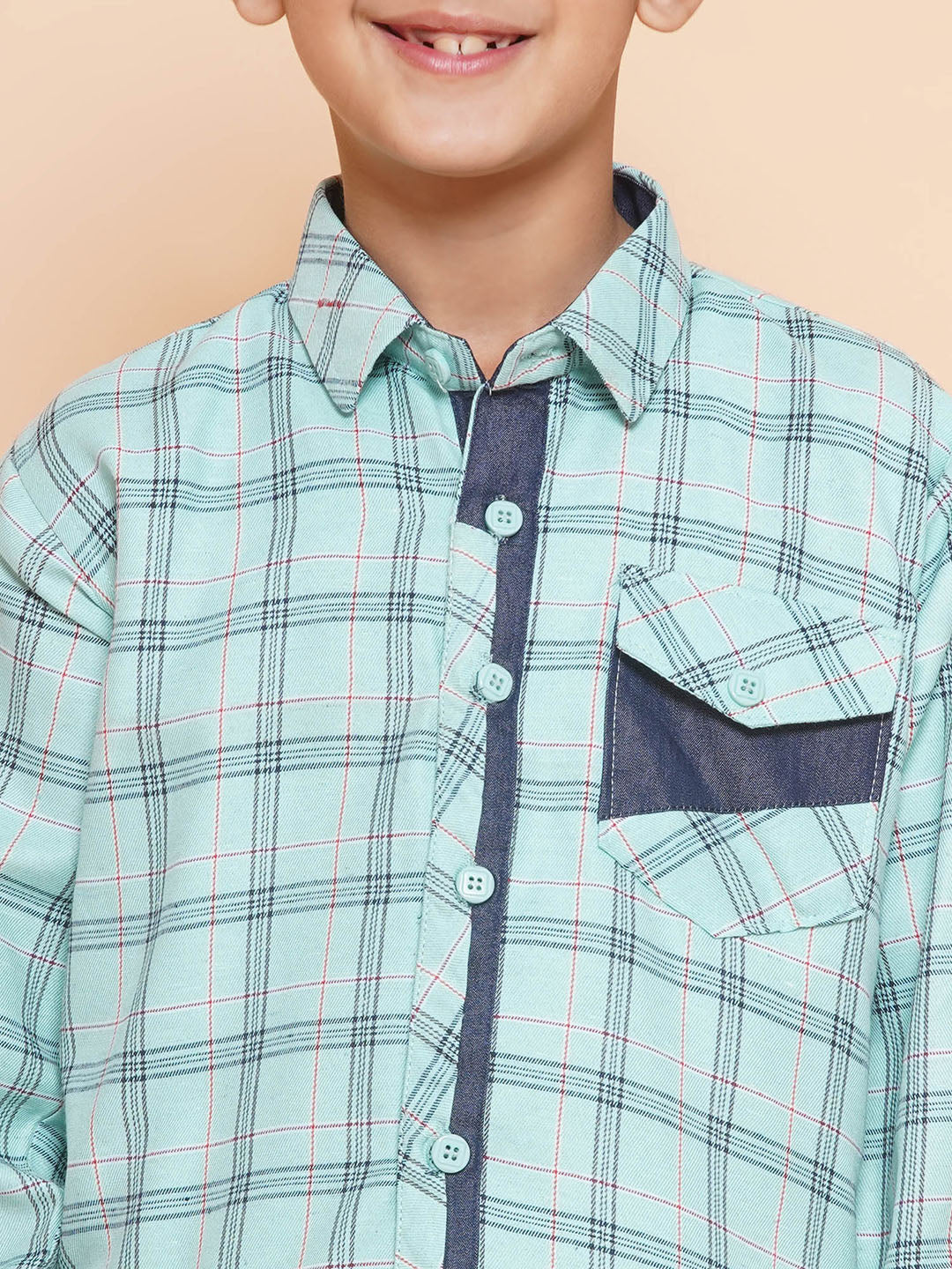Kids Boys Blue Checkered Cotton Top & Bottom Set - AJ Dezines