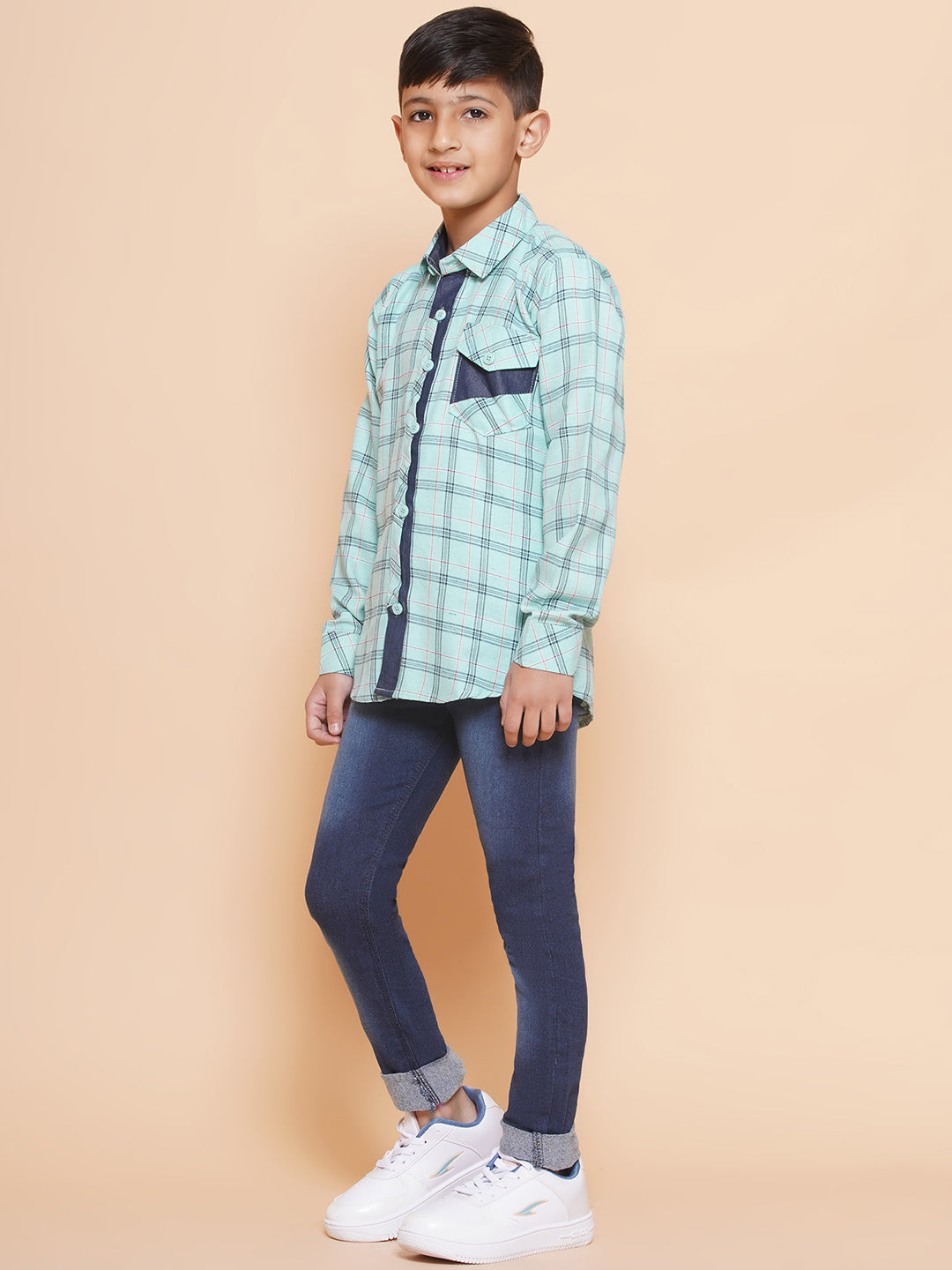 Kids Boys Blue Checkered Cotton Top & Bottom Set - AJ Dezines